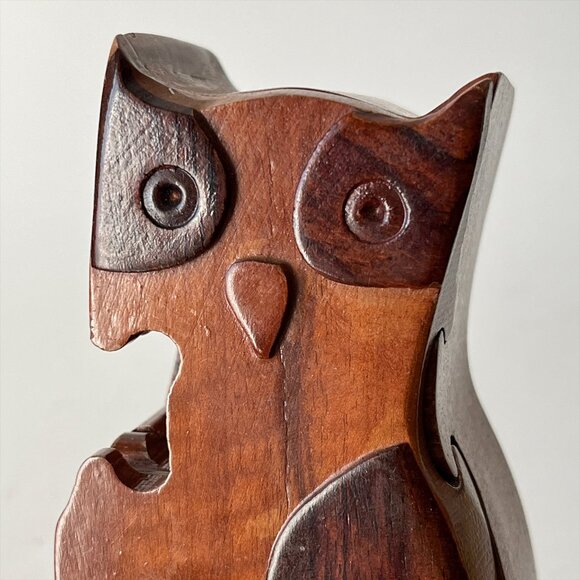 Owl Parrot Wooden Puzzle Boxes 2 Bird Animal Shaped Wood Trinket Boxes - Picture 6 of 6